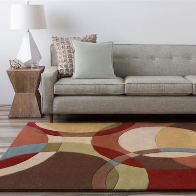 Mayflower Handmade Modern Circles Wool Area Rug