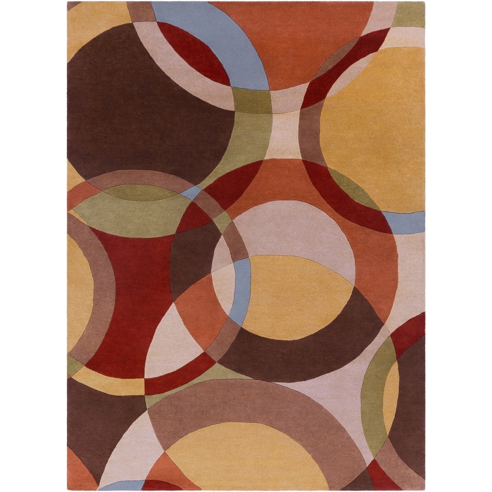 Mayflower Handmade Modern Circles Wool Area Rug