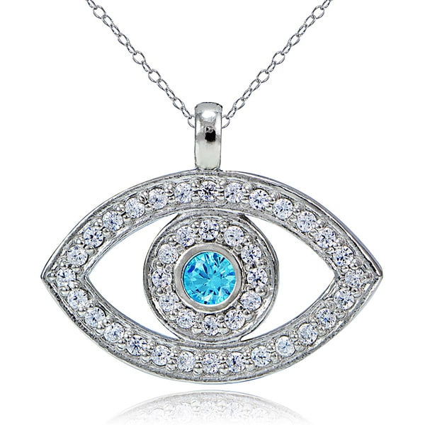 Shop Icz Stonez Sterling Silver Aquamarine Cubic Zirconia Evil Eye ...