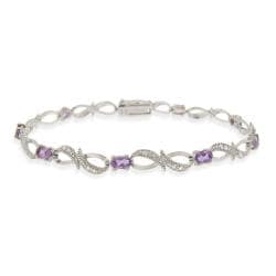 Glitzy Rocks Sterling Silver Amethyst and Diamond Accent Infinity Bracelet Glitzy Rocks Gemstone Bracelets