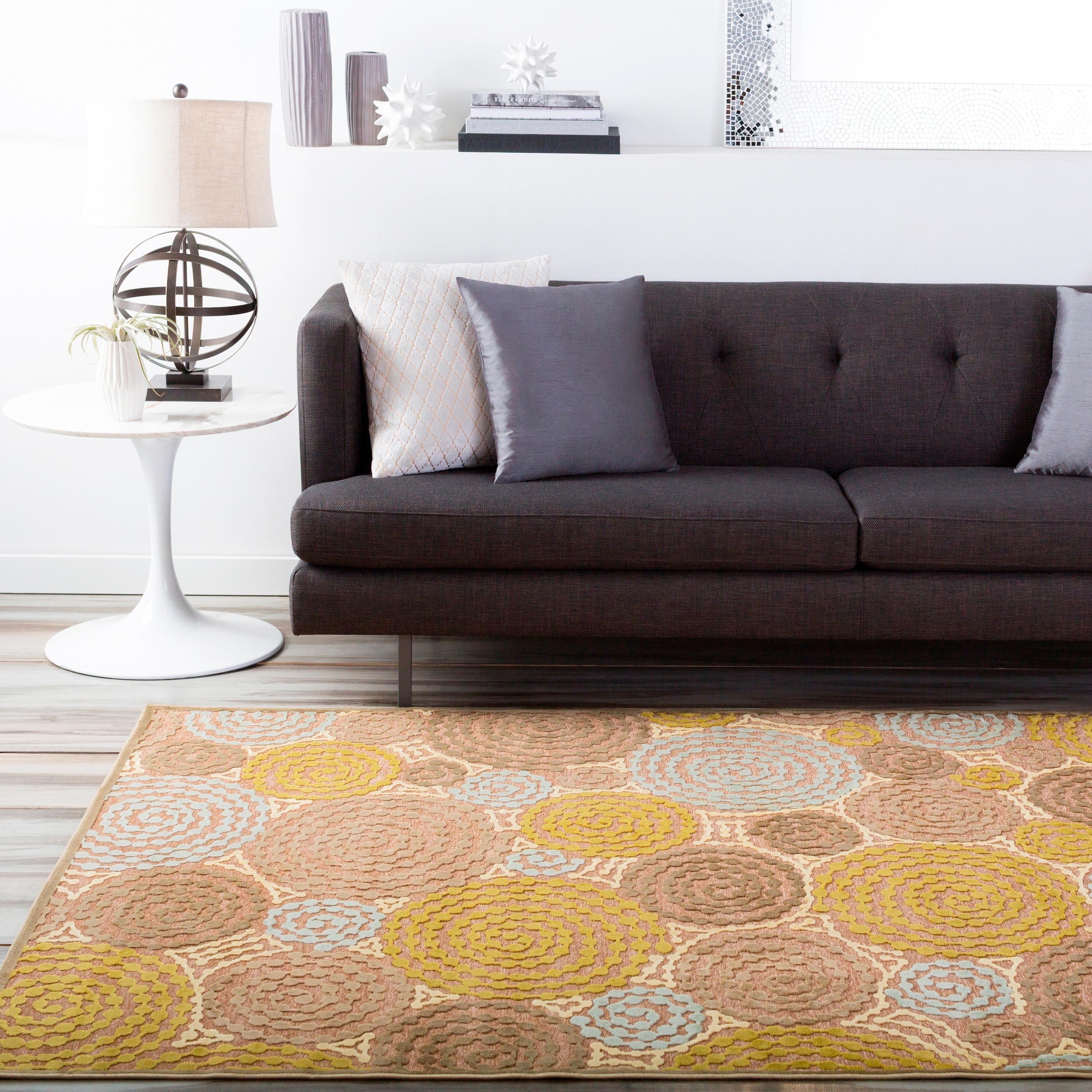 Meticulously Woven Circles Geometric Abstract Rug (76 x 106)