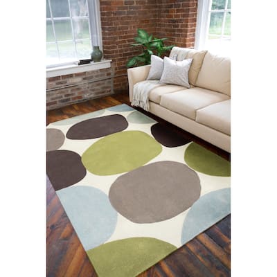 Hand-tufted Contemporary Multi Colored Circles Abstract Area Rug