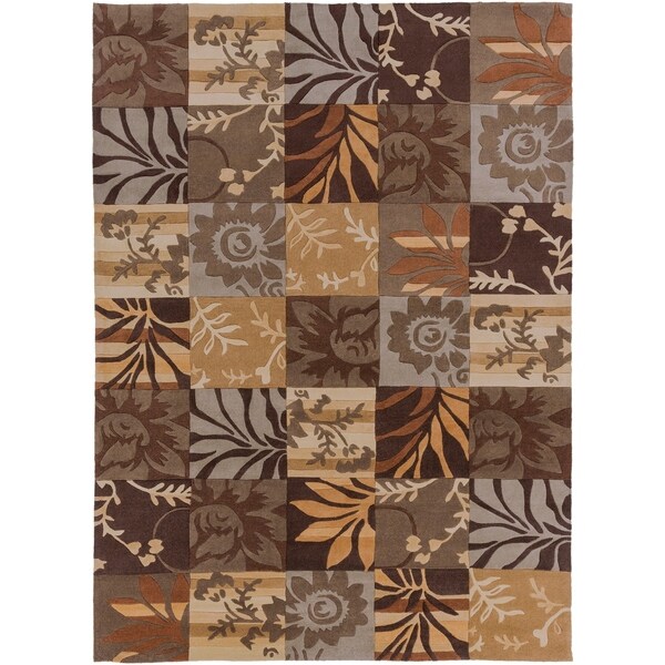 Hand-tufted Brown Floral Area Rug - 8' x 11'