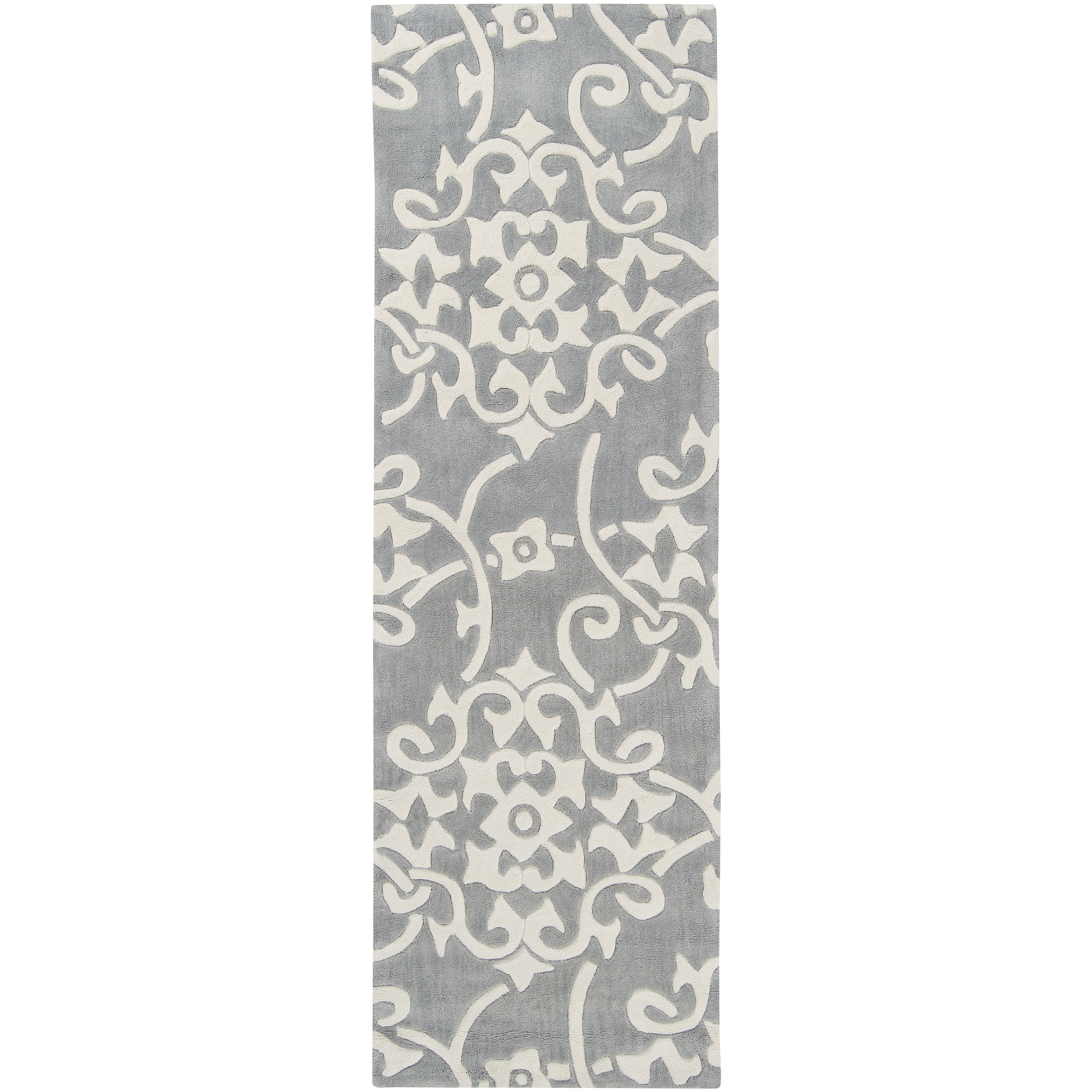 Hand tufted Grey Floral Rug