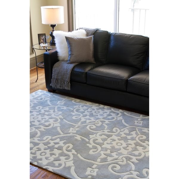 Hand-tufted Grey Floral Area Rug
