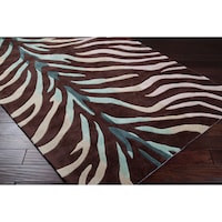 Hand Tufted Brown Blue Zebra Animal Print Retro Chic Area Rug 2 6 Hand Tufted Brown Blue Zebra Animal Print Retro Chic Area Rug 5