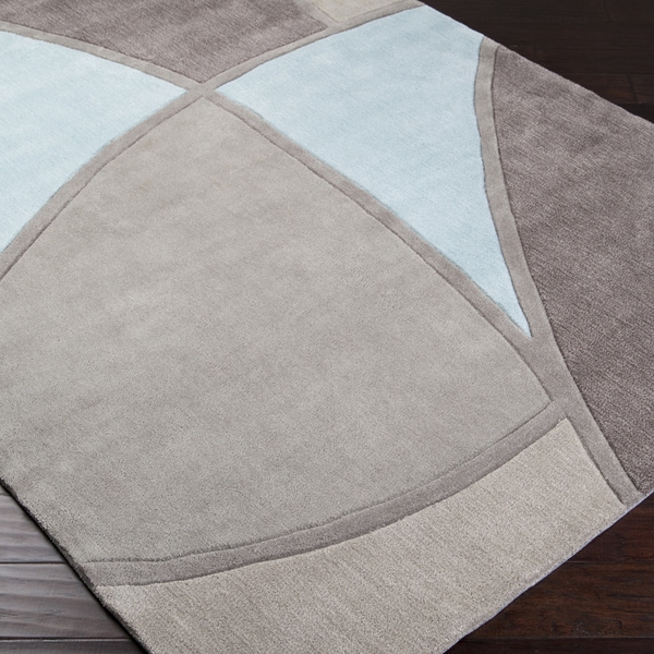 Hand-tufted Contemporary Retro Chic Green Grey/Blue Abstract Area Rug - 5' x 8'