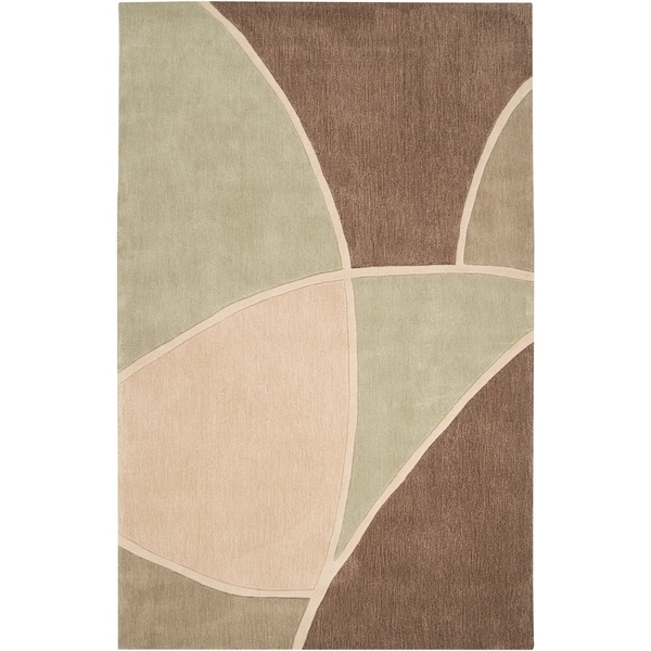 Hand-tufted Contemporary Retro Chic Green Brown/Green Abstract Area Rug - 5' x 8'
