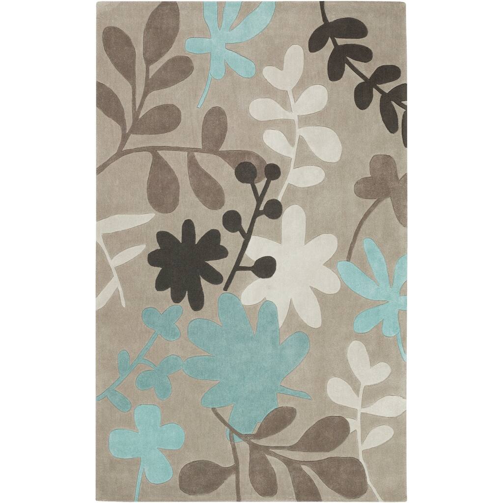 Hand-tufted Brown Floral Area Rug - 5' x 8'/Surplus