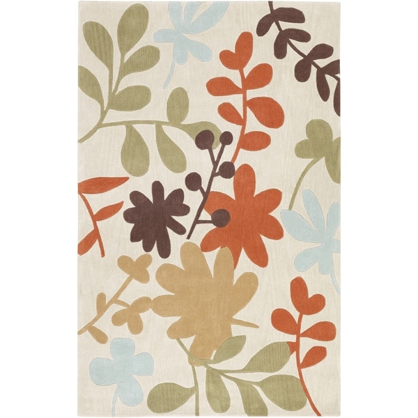 Hand-tufted Ivory Floral Area Rug - 5' x 8'/Surplus