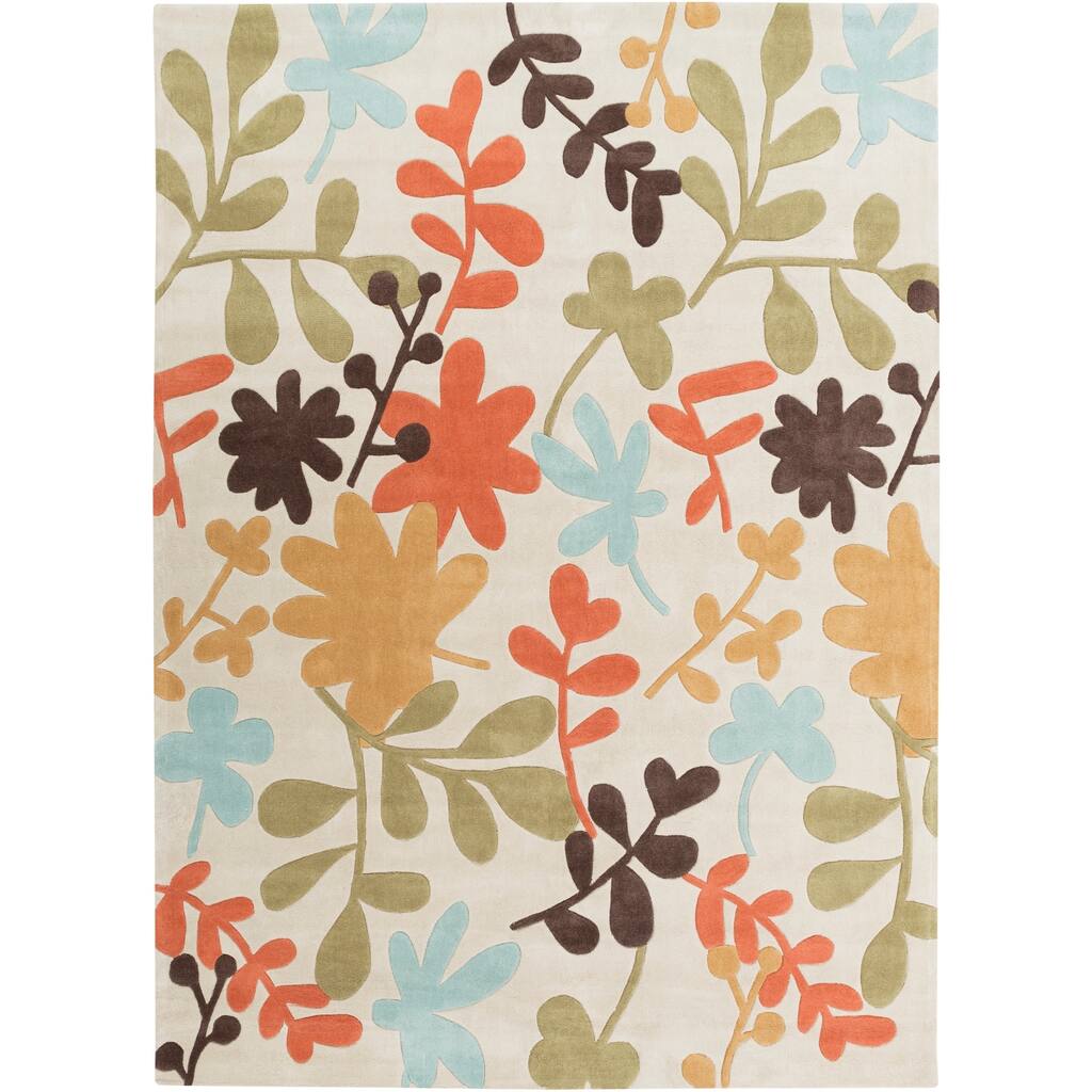 Hand-tufted Ivory Floral Area Rug - 8' x 11'/Surplus