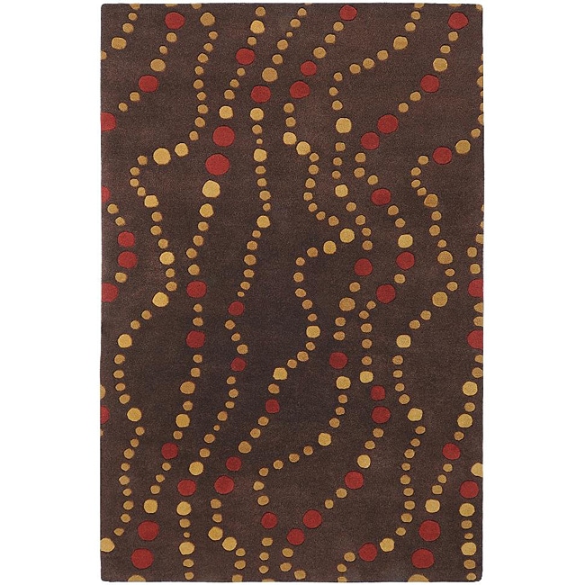 Hand tufted Brown Contemporary Geometric Forum Wool Rug (5 X 8)