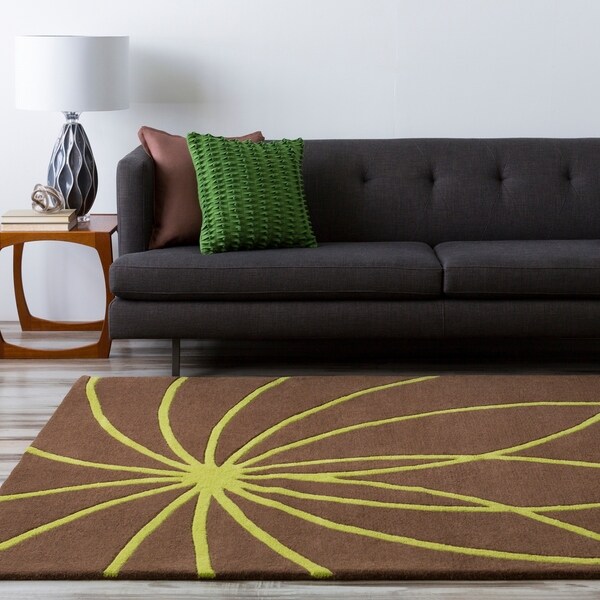 Hand-tufted Contemporary Brown/Green Mari Wool Abstract Area Rug - 8' x 11'