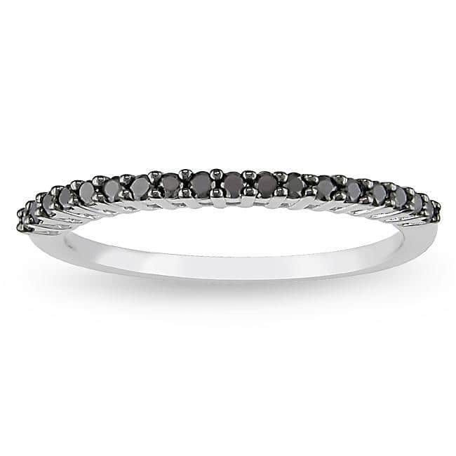 Miadora 10k White Gold 1/5ct TDW Black Diamond Ring - 5