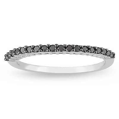 Miadora 10k White Gold 1/5ct TDW Black Diamond Ring
