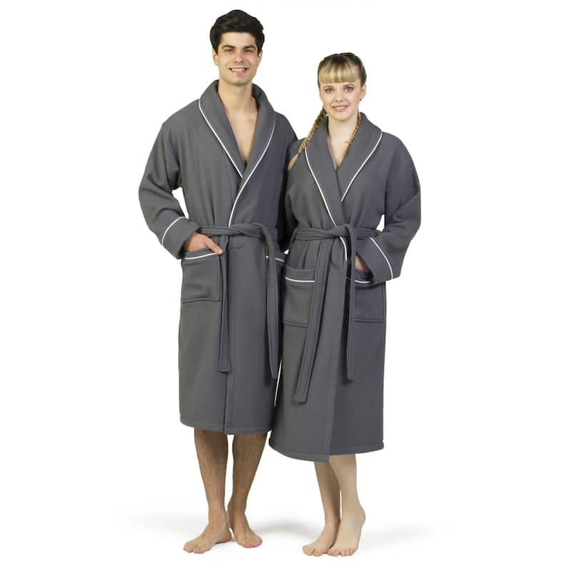 Authentic Hotel Spa Unisex Turkish Cotton Waffle Weave Terry Bath Robe
