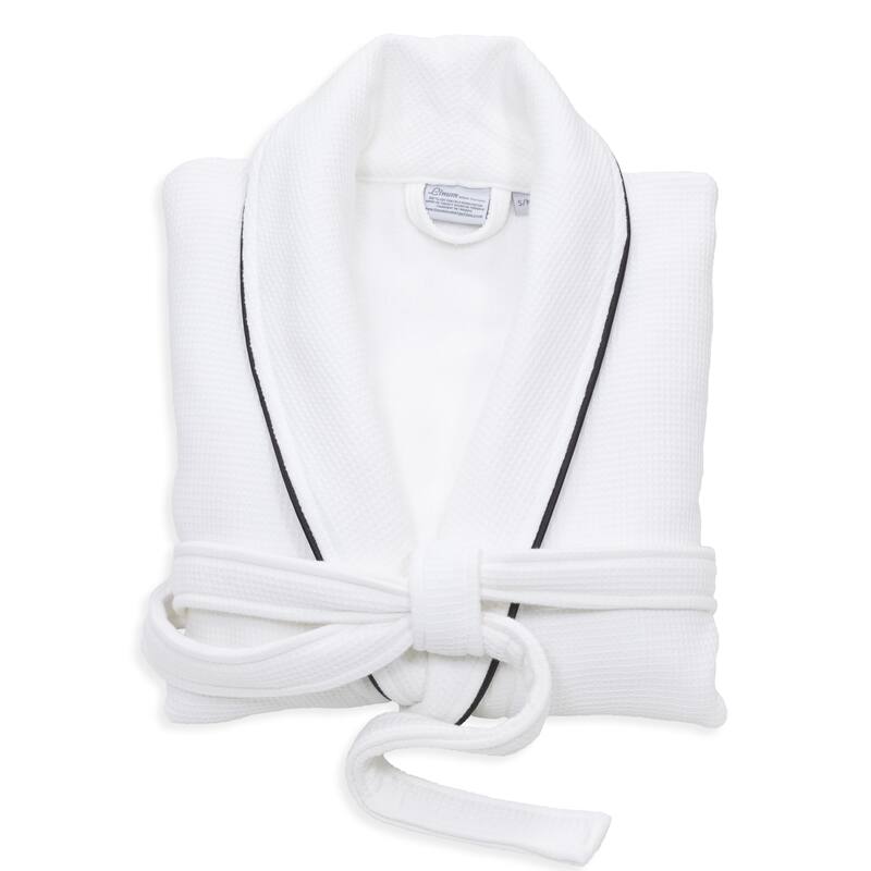 Authentic Hotel Spa Unisex Turkish Cotton Waffle Weave Terry Bath Robe - Large/Extra Large - White