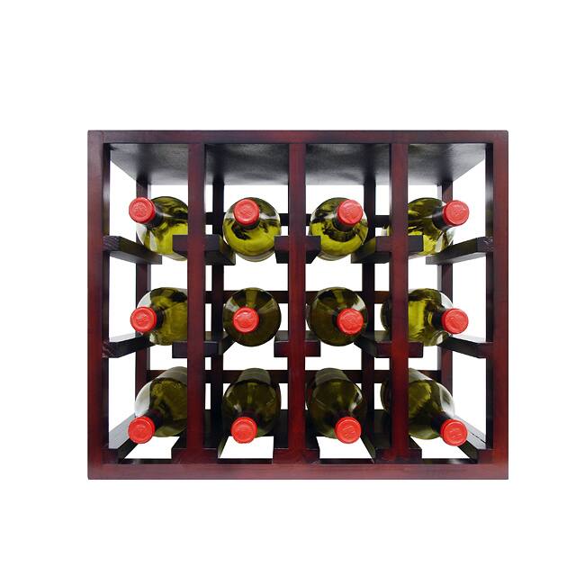 Epicureanist Medium Brown Wood 12-bottle Stackable Wine Rack