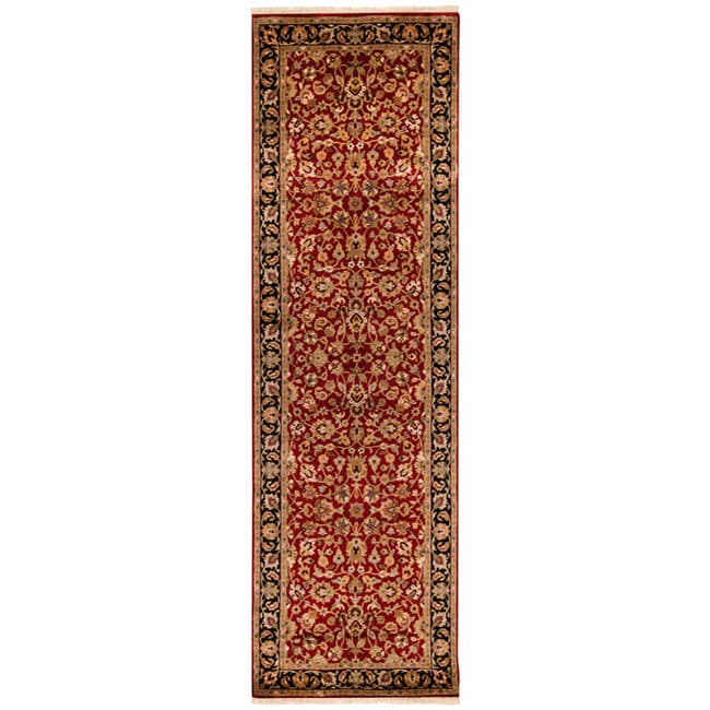 Hand knotted Treasures Burgundy Wool Rug (3 X 12)