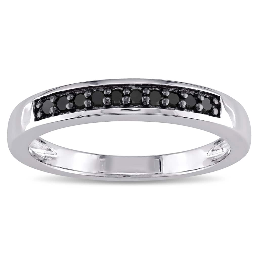 Miadora Sterling Silver 1/10ct TDW Black Diamond Ring
