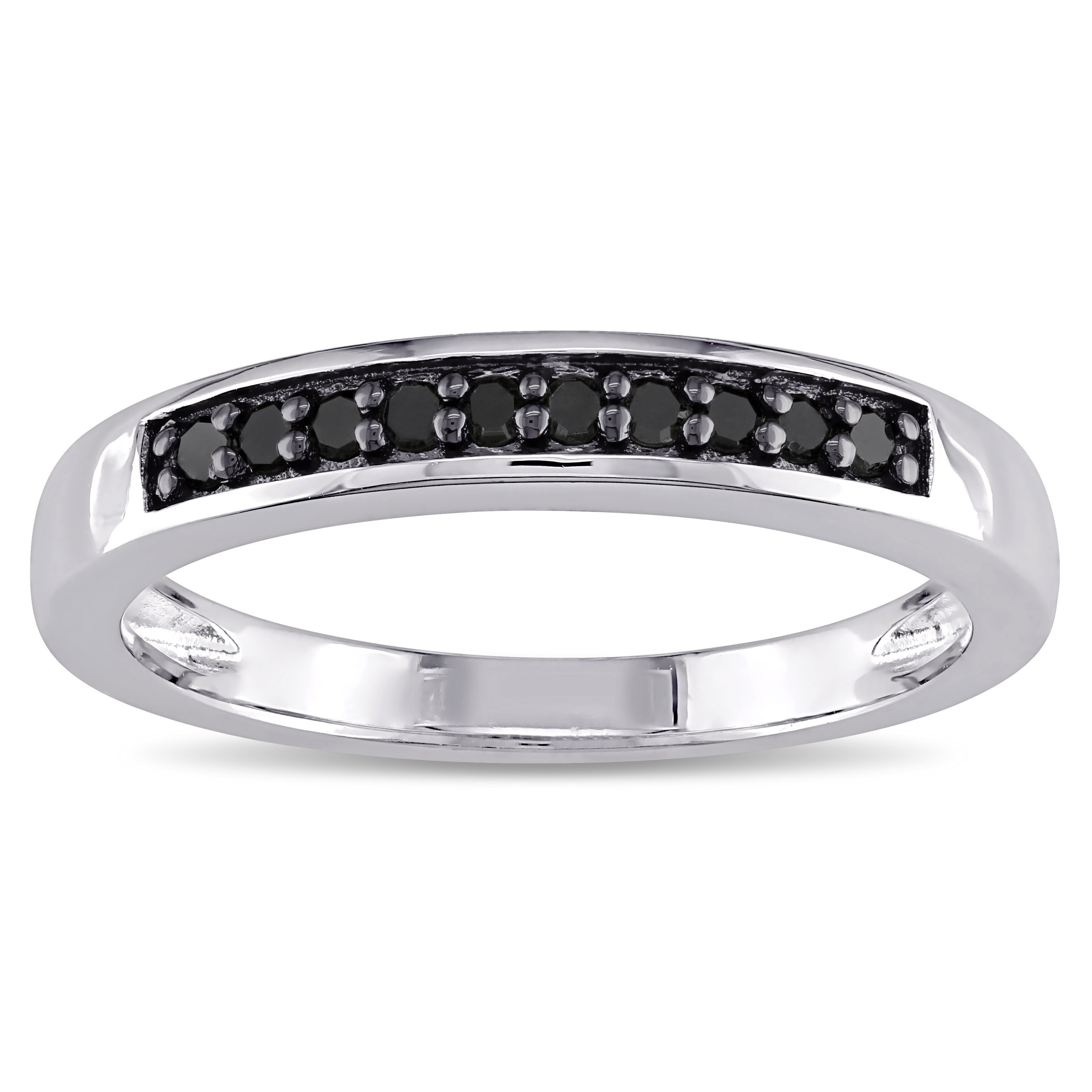 Miadora Sterling Silver 1/10ct TDW Black Diamond Ring