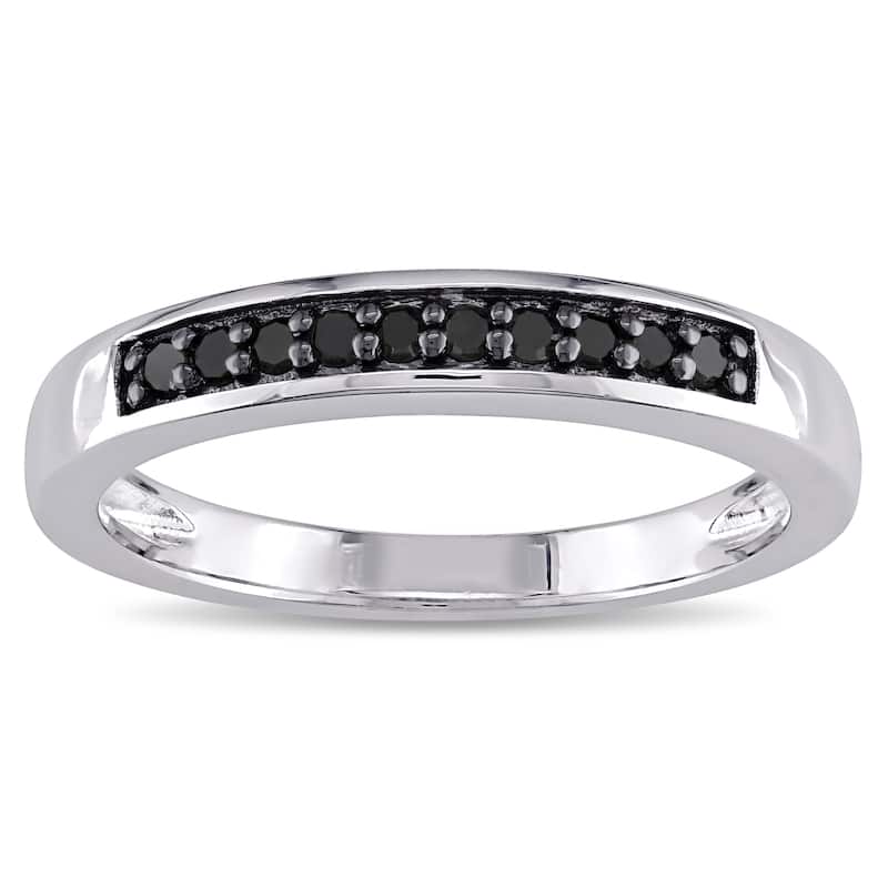 Miadora Sterling Silver 1/10ct TDW Black Diamond Ring - 5