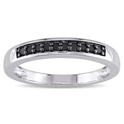 Miadora Sterling Silver 1/10ct TDW Black Diamond Ring