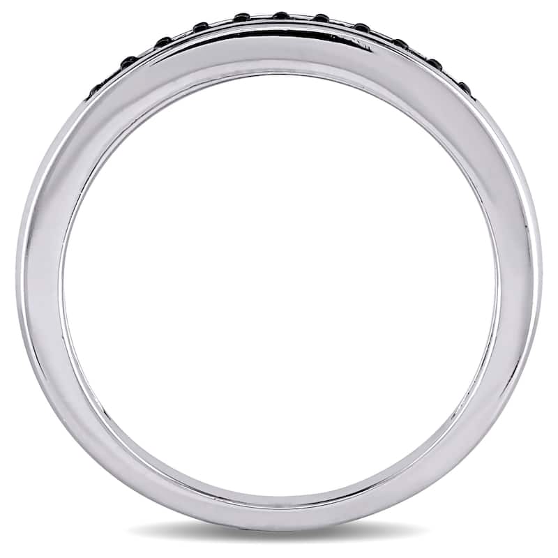 Miadora Sterling Silver 1/10ct TDW Black Diamond Ring