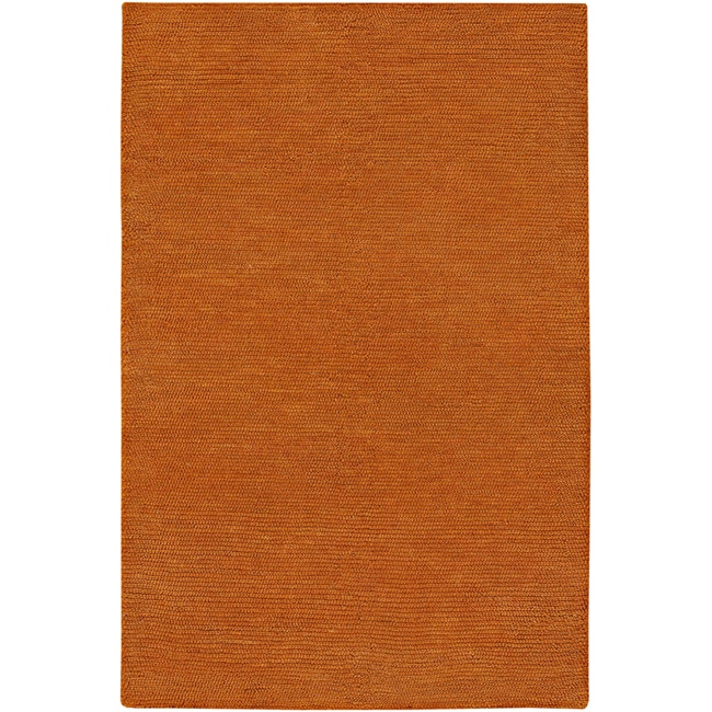 Hand woven Bosstyn Orange Wool Blend Rug (5 X 8)