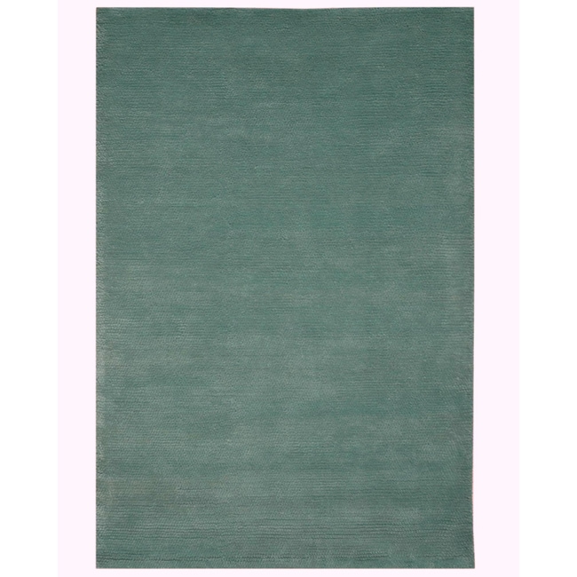 Hand woven Bosstyn Blue Wool Blend Rug (5 X 8)