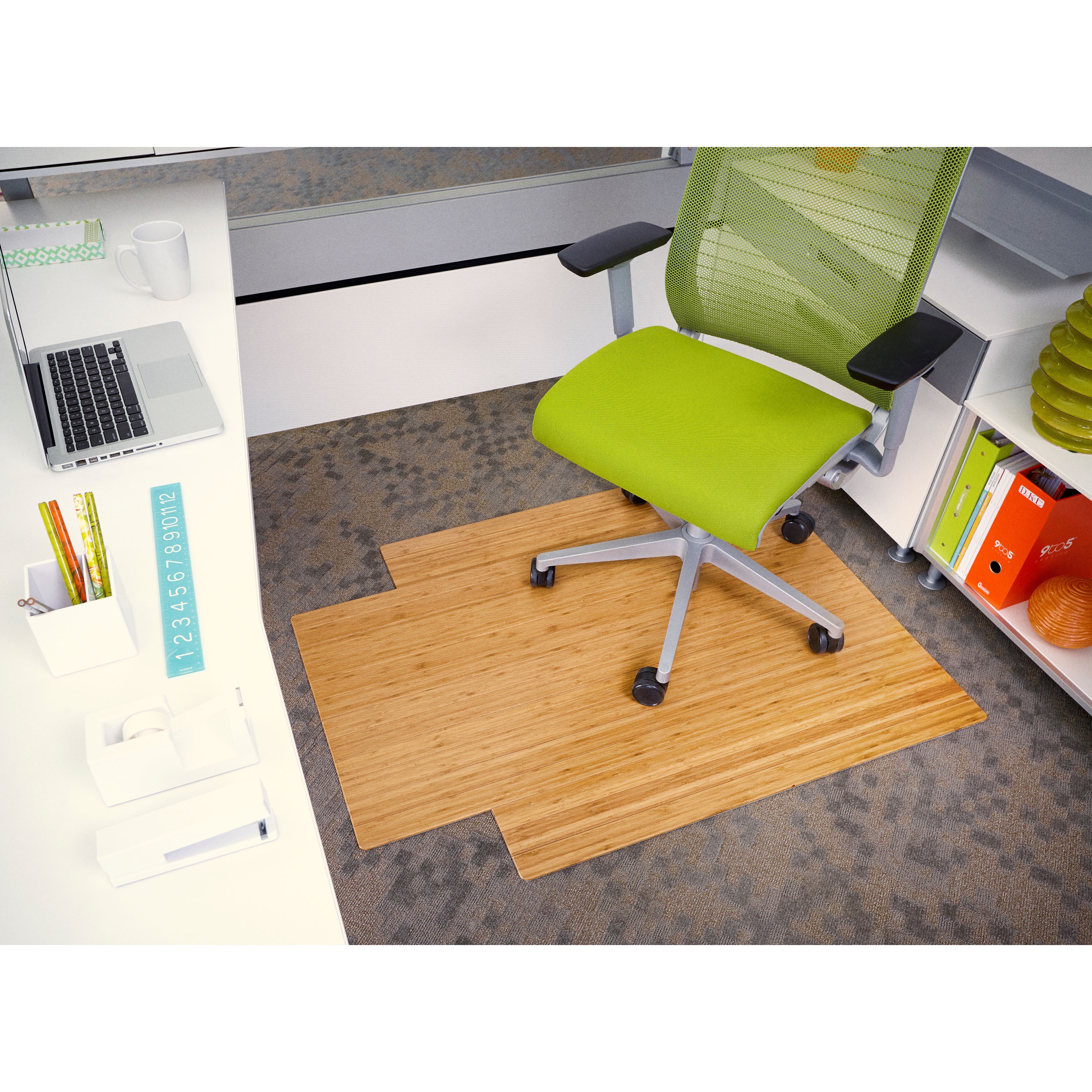 Office Desk Chair Mat Bamboo Natural Wood Low Pile Carpet Floor