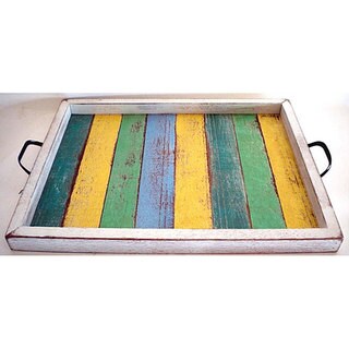 Handmade Recycled Wood Small Multi-colored Serving Tray (Thailand)