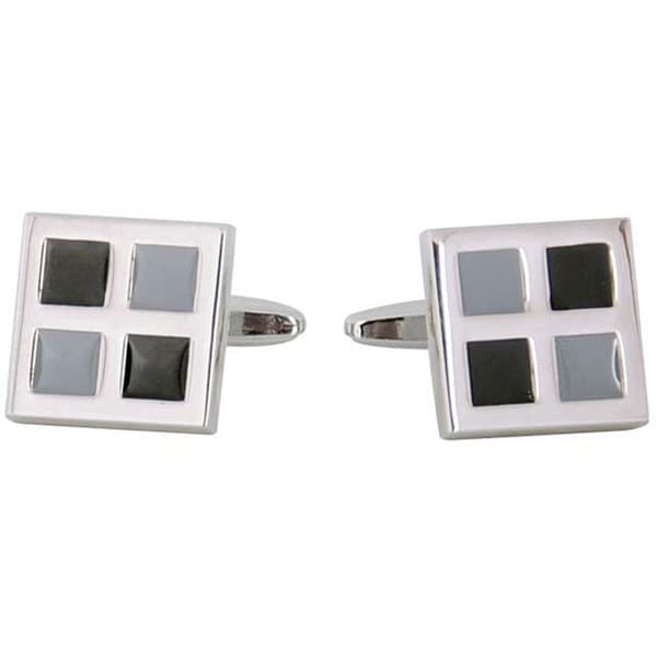 Cuff Daddy Silvertone Monochromatic Checker Cuff Links