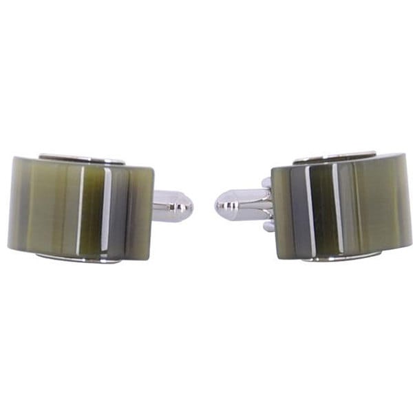 Cuff Daddy Rhodium Fiber Optic Olive Cuff Daddy Cuff Links