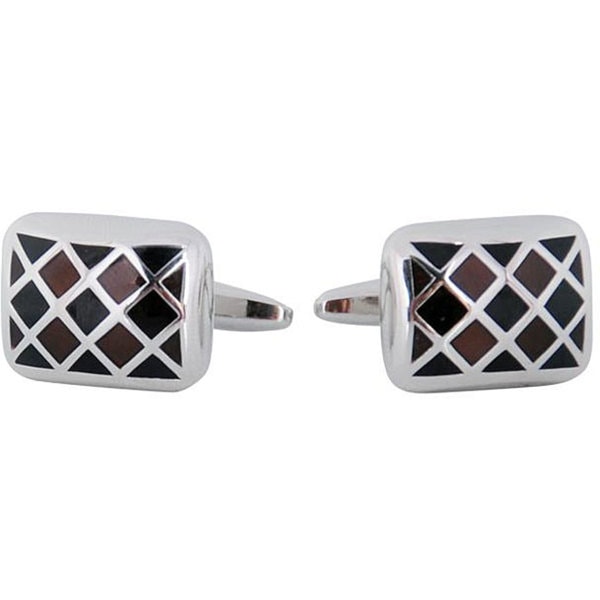 Cuff Daddy Silvertone Brown and Black Enamel Cuff Links d83058f8 8f05