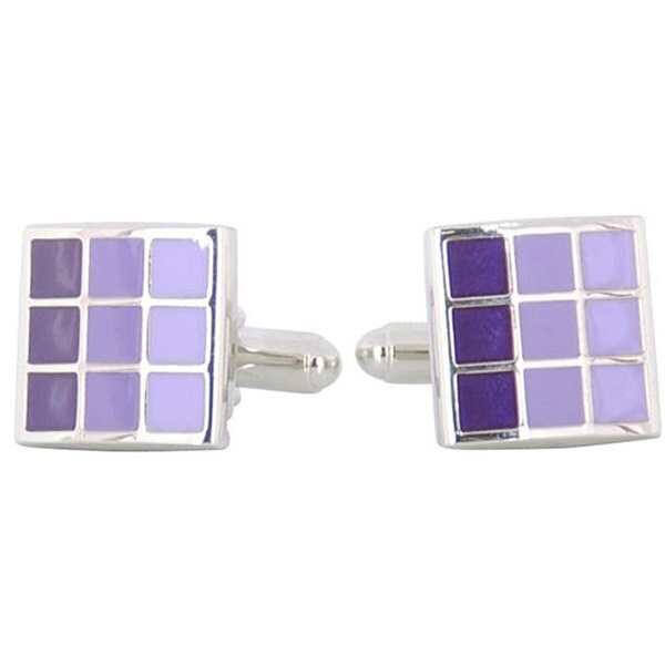 Cuff Daddy Rhodium Silver Purple Cufflinks