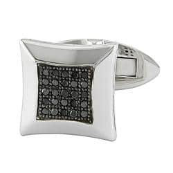 Miadora Sterling Silver 1/4ct TDW Black Diamond Cuff Links