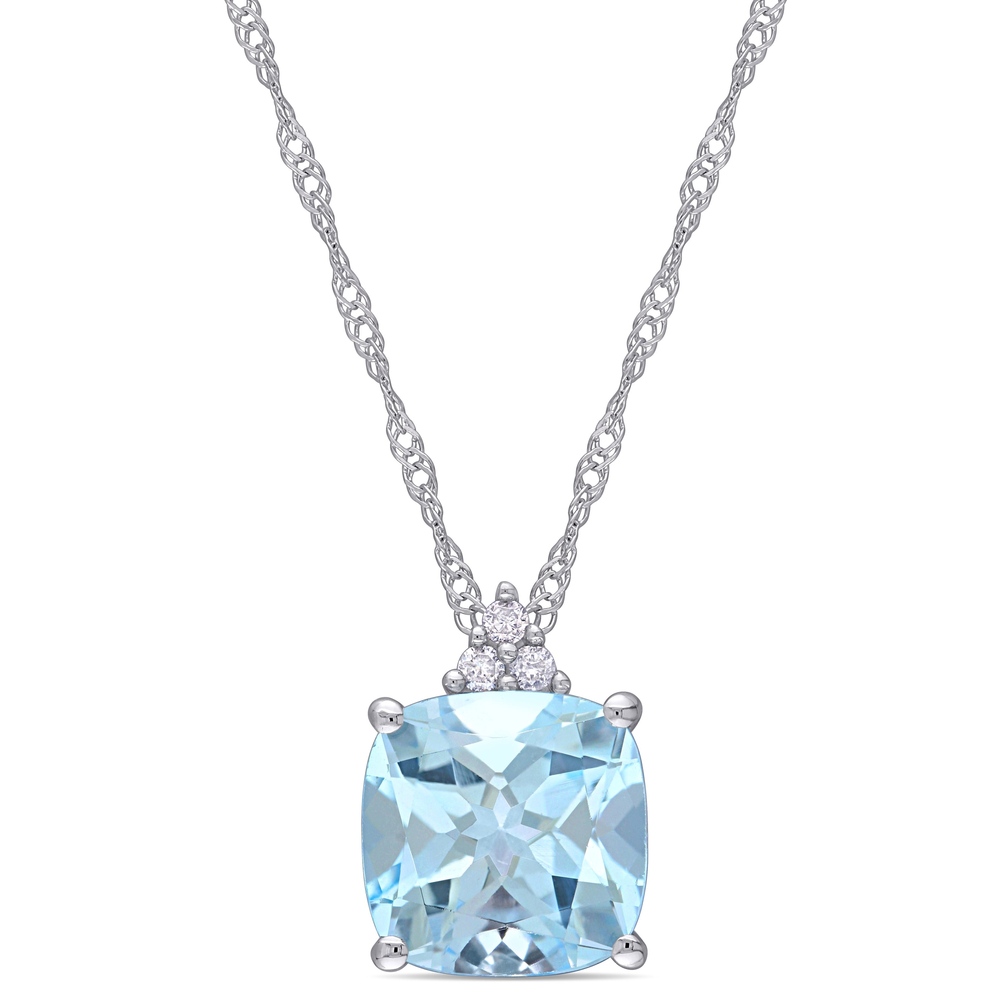 white gold blue diamond necklace