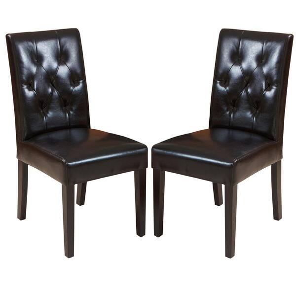 Gentry Bonded Leather Black Dining Chair (Set of 2) by Christopher Knight Home On Sale Bed