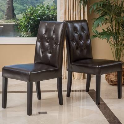 Gentry Bonded Leather Brown Dining Chair (Set of 2) by Christopher Knight Home