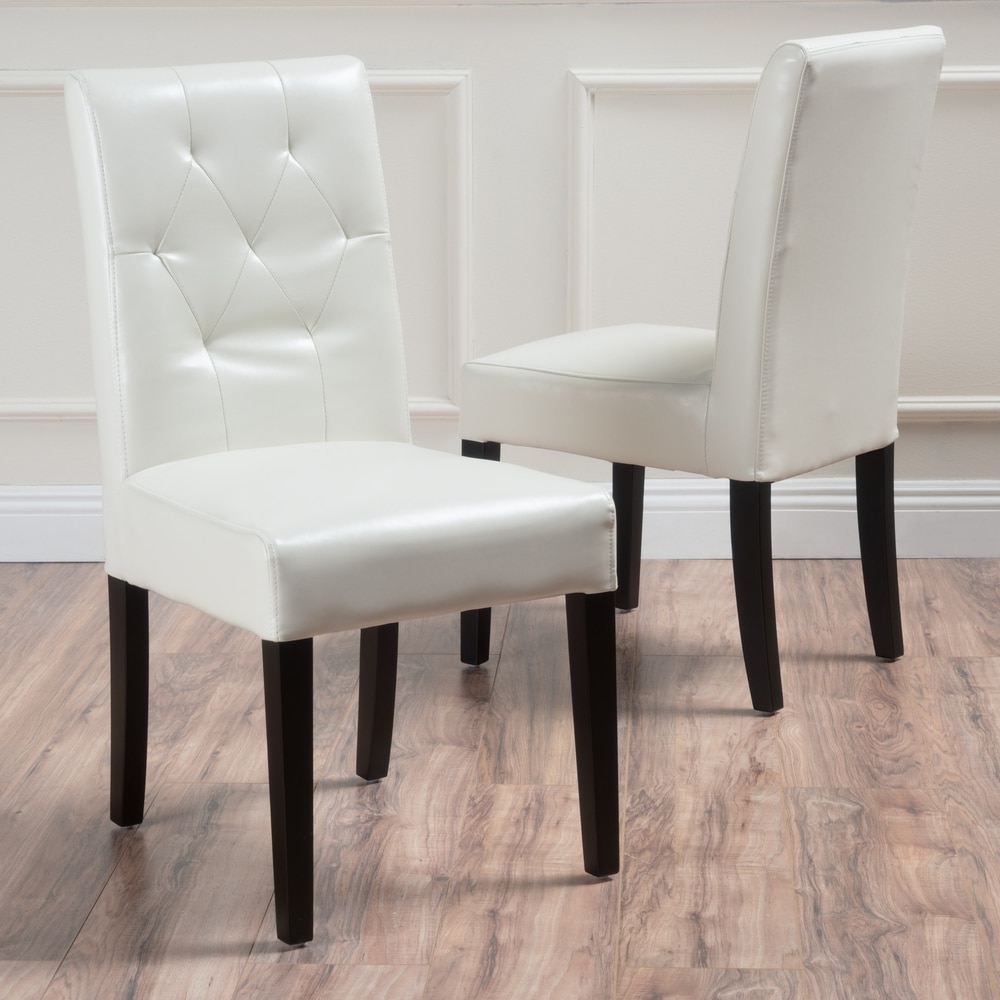 Christopher Knight Home Gentry Bonded Leather Ivory Dining Chair (Set of 2) by (Set of 2 - Short - 16-22 in. - White)