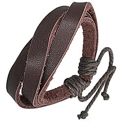 slide 1 of 1, Genuine Leather Brown 'Triple' Bracelet