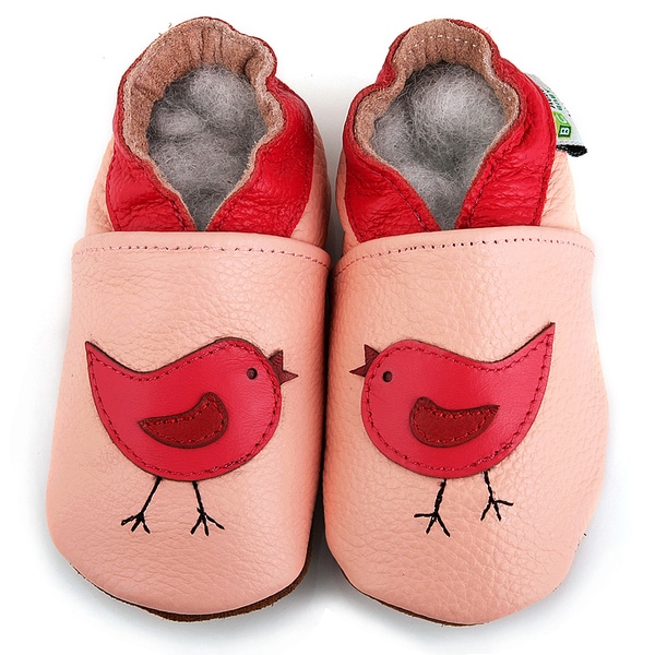 Shop Pink Bird Soft Sole Leather Baby Shoes - Free Shipping On Orders ...