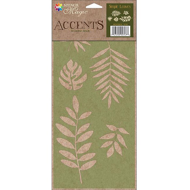 Stencil Magic Accents Simple Leaves Decorative Stencil (13.25 inches high x 6 inches wideBrand Delta CreativeEasy to use single layer stencilsCreate unique designs on fabric, paper, wood glass and moreContains one reusable plastic stencil )