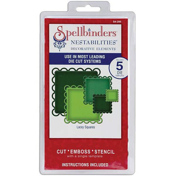 slide 1 of 4, Spellbinders Nestabilities Lacey Squares Decorative Elements Dies