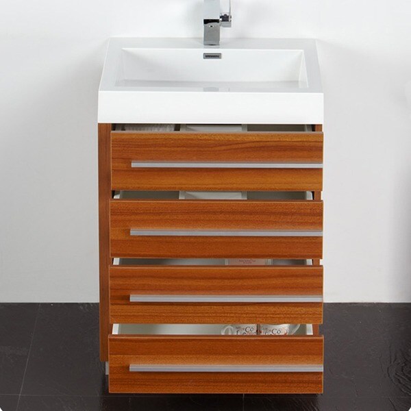 Fresca Livello 24-inch Teak Bathroom Vanity and Medicine Cabinet ...