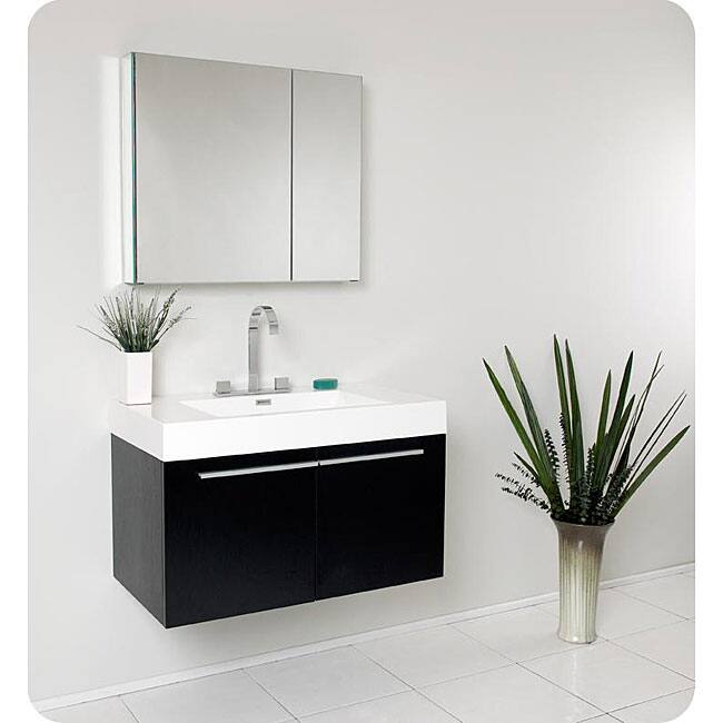 Fresca Vista Black Bathroom Vanity with Medicine Cabinet