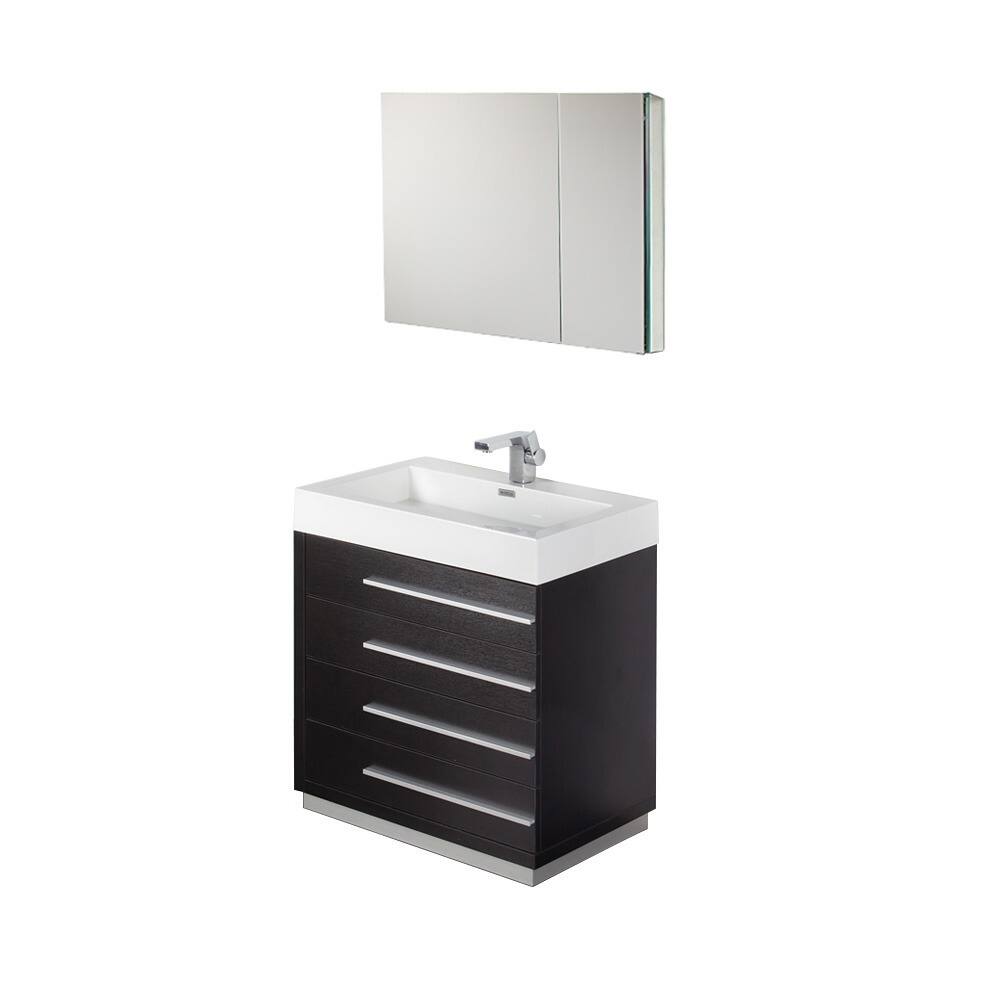 Fresca Livello 30-inch Black Bathroom Vanity and Medicine Cabinet