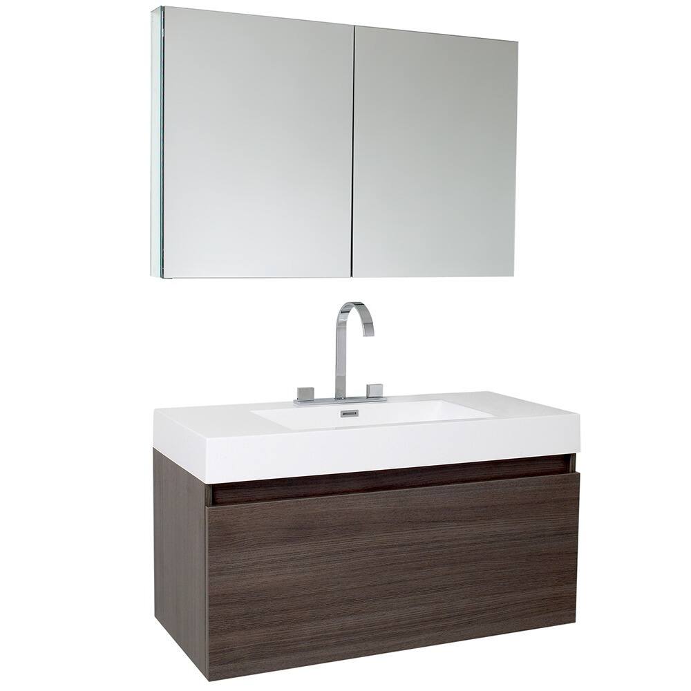 Fresca Mezzo Gray Oak Bathroom Vanity with Medicine Cabinet