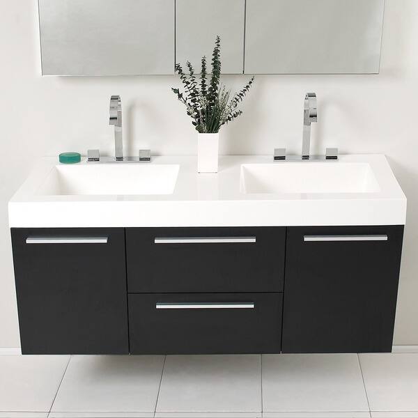 Shop Fresca Opulento Black Double Sink Bathroom Vanity With Medicine Cabinet Overstock 5522849